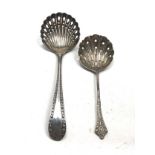 2 antique silver sifter spoons largest measures approx 13.5cm long