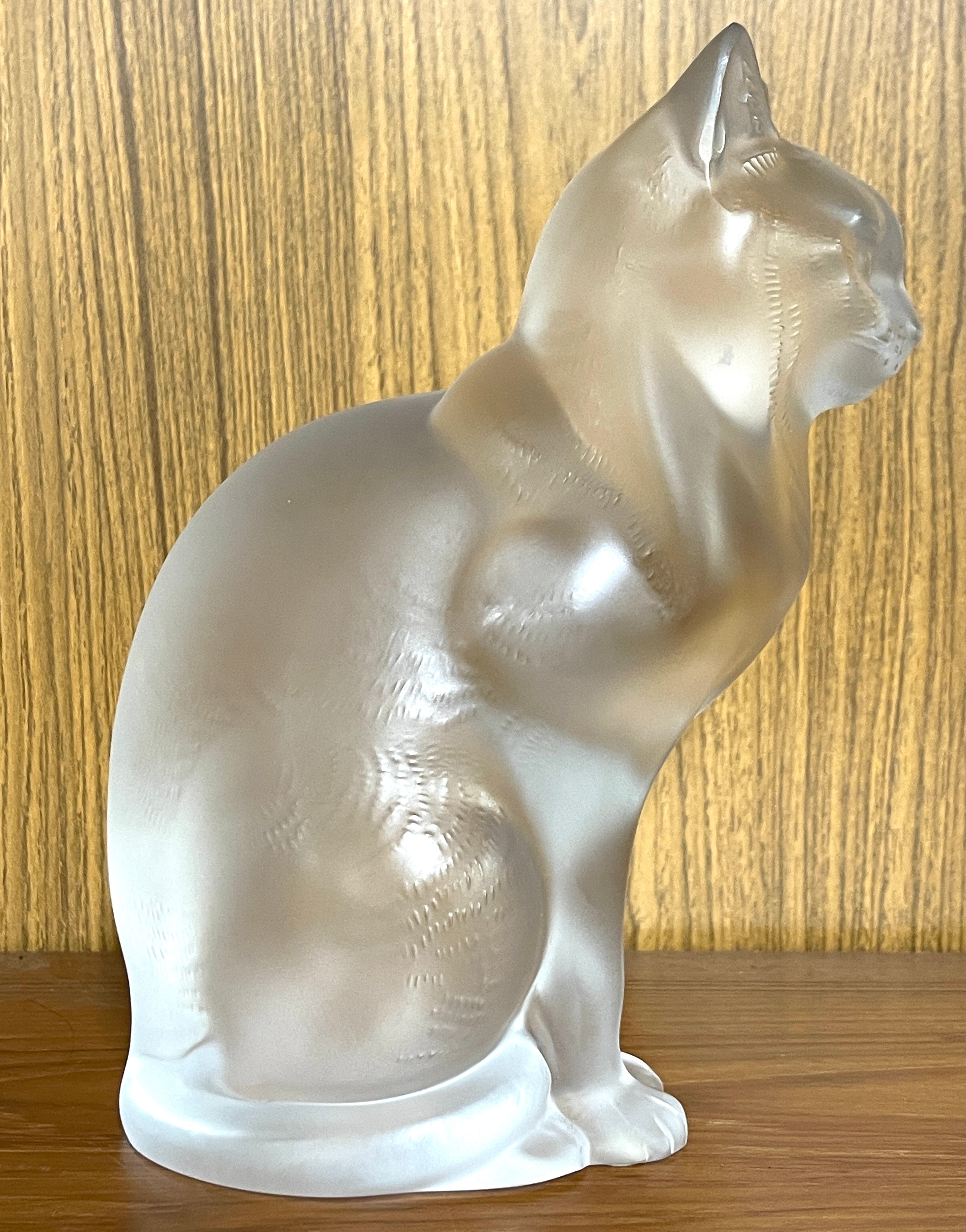 Lalique Crystal Cat Sitting 11603, sculptured figure of a sitting cat, executed in frosted - Image 3 of 10