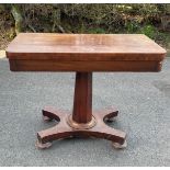 Victorian mahogany card table, in need of re-polishing, approximate measurements: Height 28.5