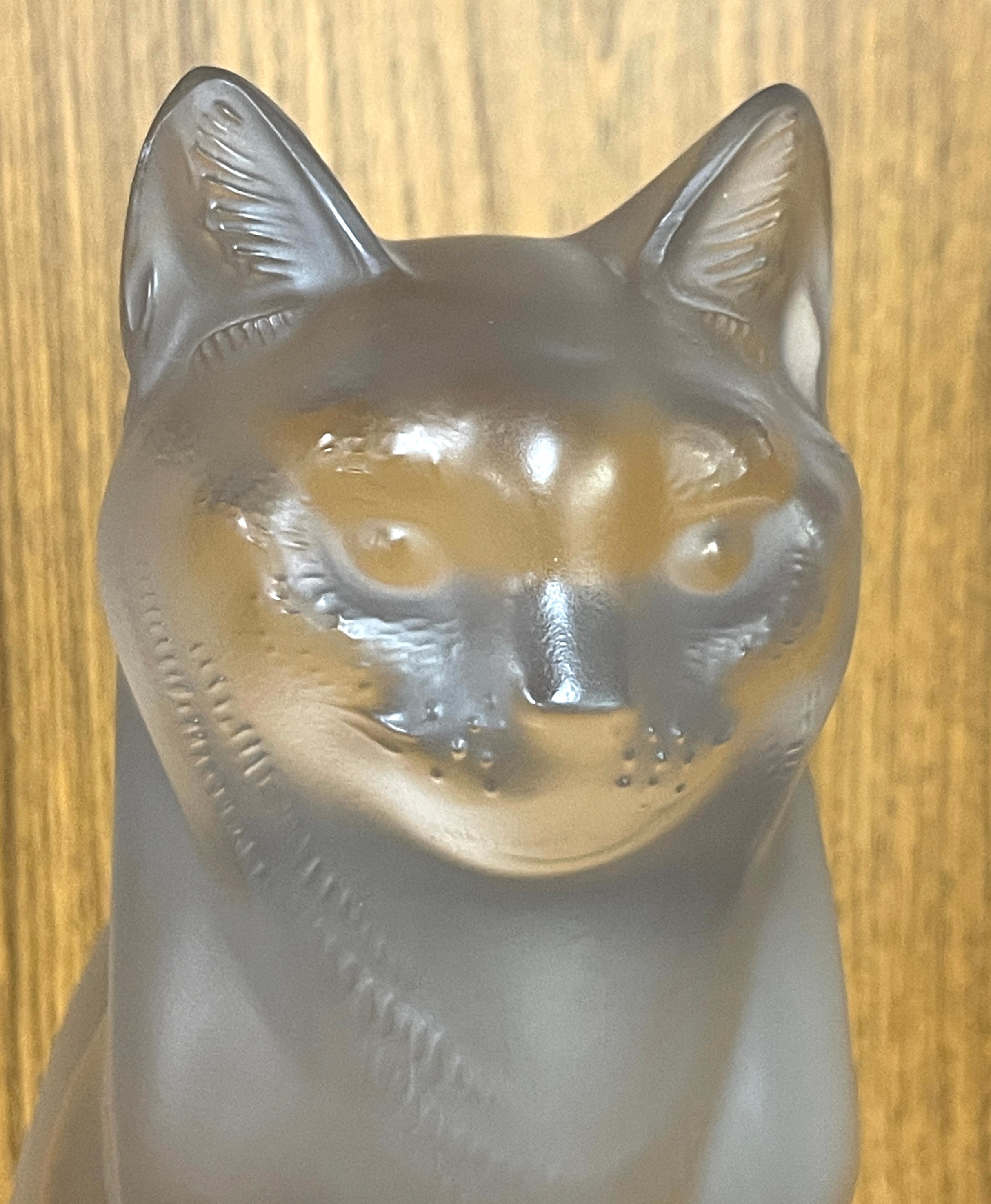 Lalique Crystal Cat Sitting 11603, sculptured figure of a sitting cat, executed in frosted - Image 2 of 10