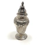 Antique silver pepperette measures approx height 10.7cm weight 55g