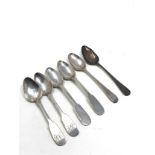 6 georgian silver tea spoons weight 75g