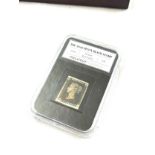 Original ?Penny Black? stamp. 1840 along with an exhibition / display box. Purchase receipt dated