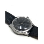 c1940s Omega military style gents wristwatch black dial engraved back case movement no 10029242