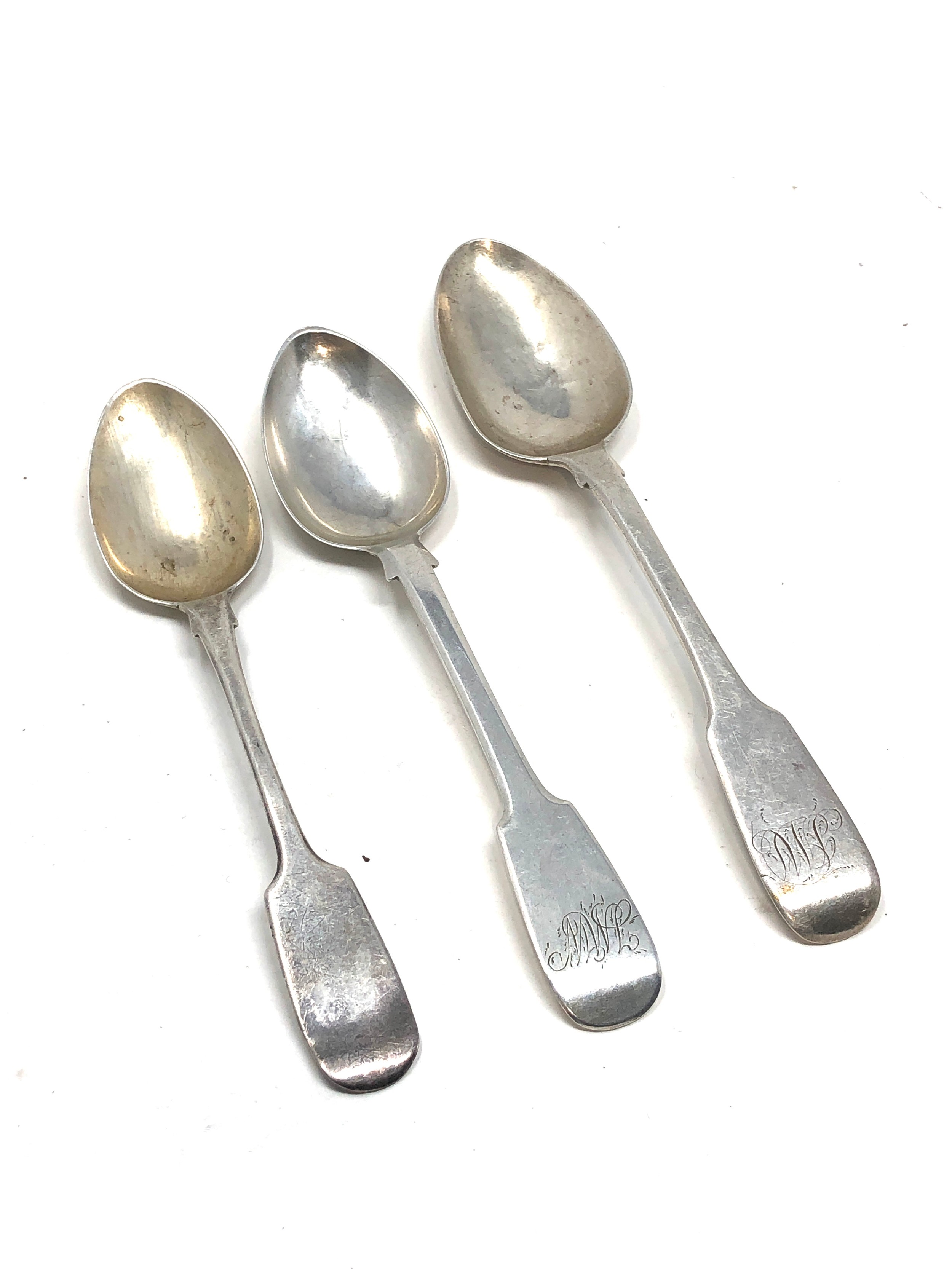3 antique silver tea spoons weight 54g