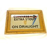 Guilt framed advertising mirror, Guinness and Co Extra Stout on draught, approximate measurements