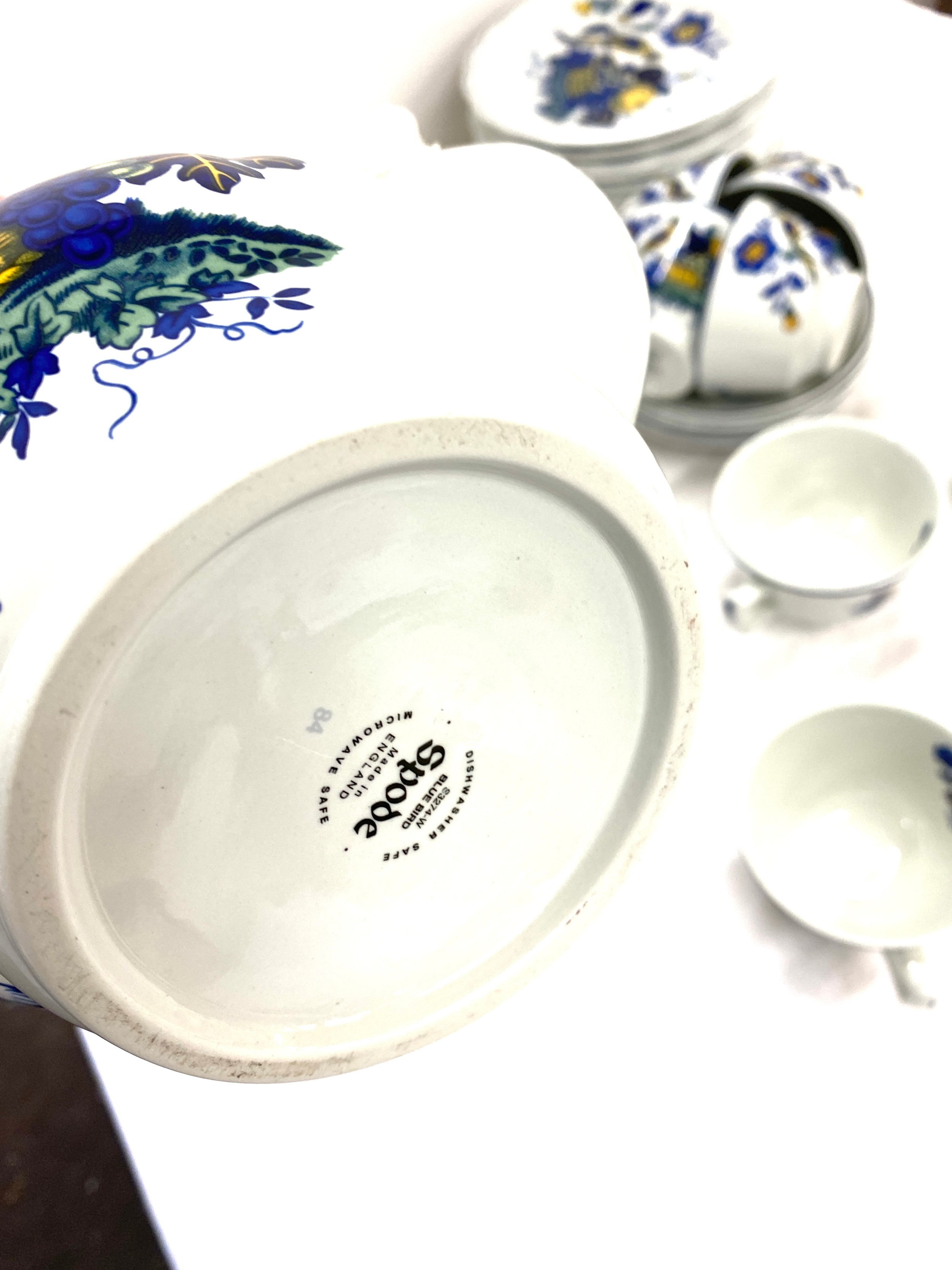 Spode Blue Bird s3274 c1838 - 12 cups 12 saucers 12 sandwich plates, milk jug, coffee pot - Image 4 of 5