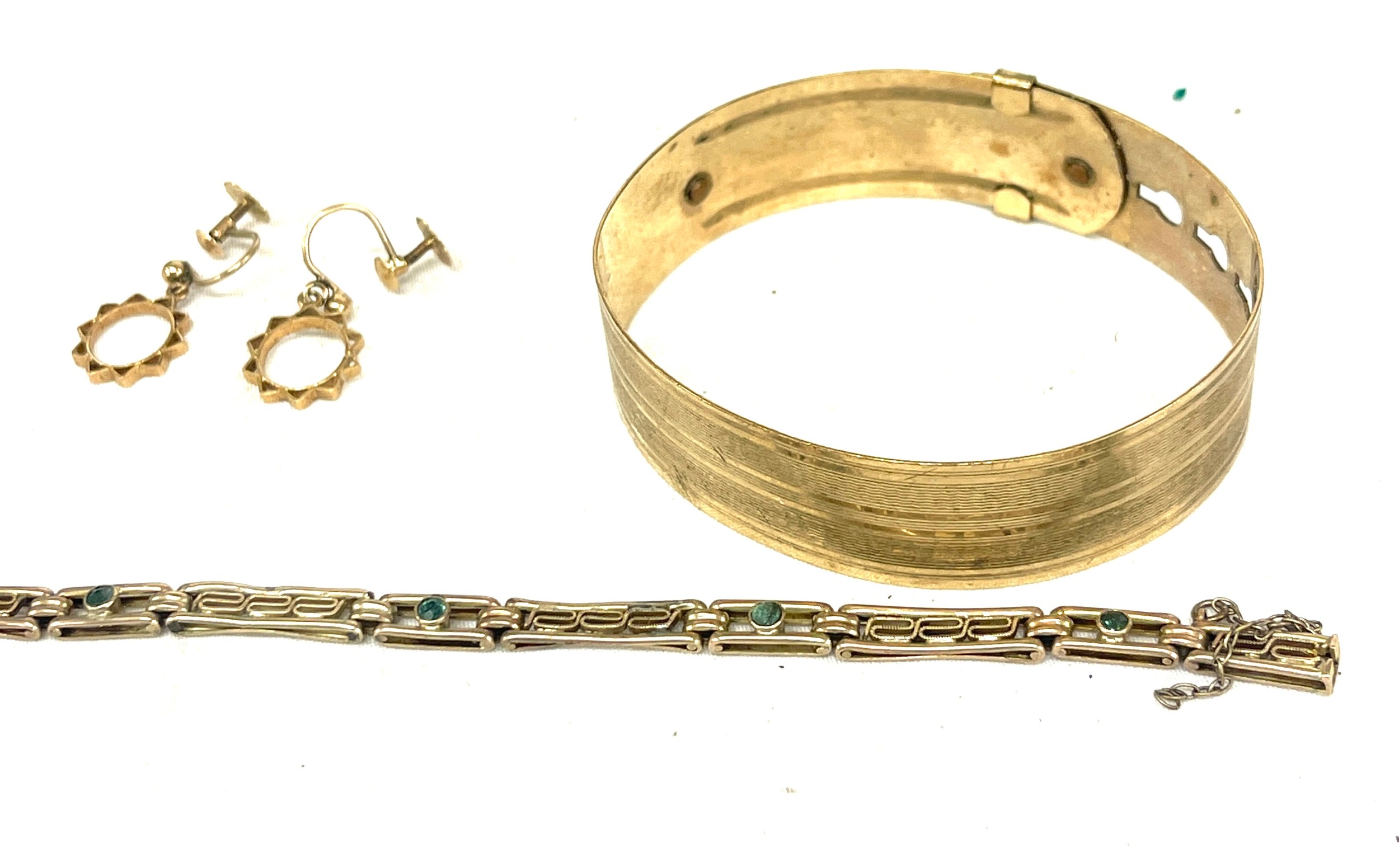 Selection 9ct jewellery to include opal bar brooch, 9ct gold front and back bangle, overall weight - Image 4 of 4