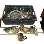 Selection of pewter and silver plated items