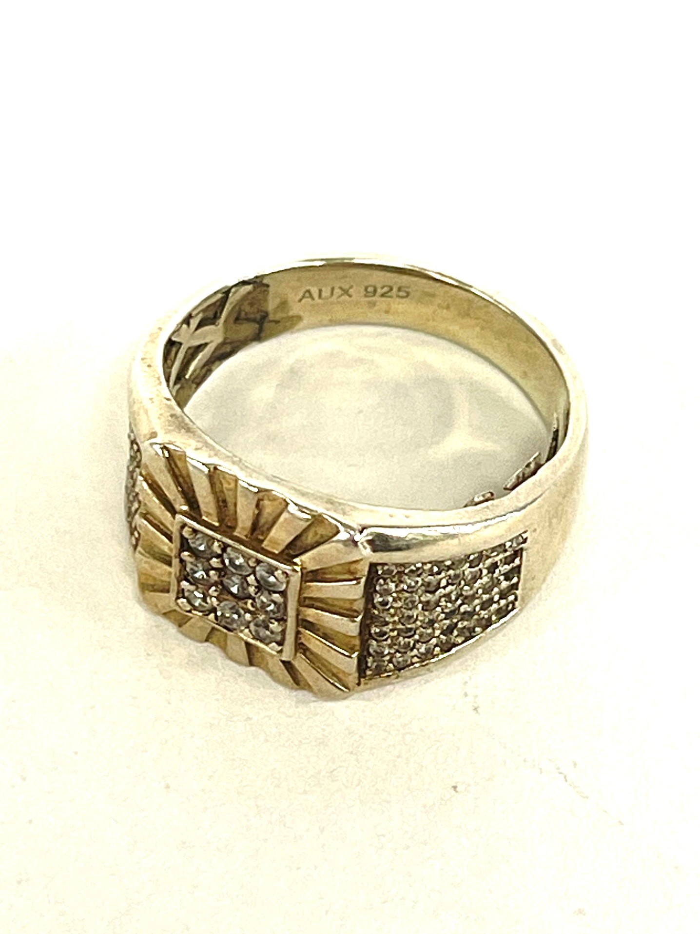 Gents large Silver hallmarked stone ring - Image 2 of 4