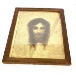 Antique picture of Christ ' Saint Veronicas Veil' in oak frame, frame measures approximately