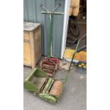 3 Vintage push along garden lawnmowers