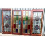 2 Vintage stained glass doors with side panels, approximate measurements: Length 125 inches,