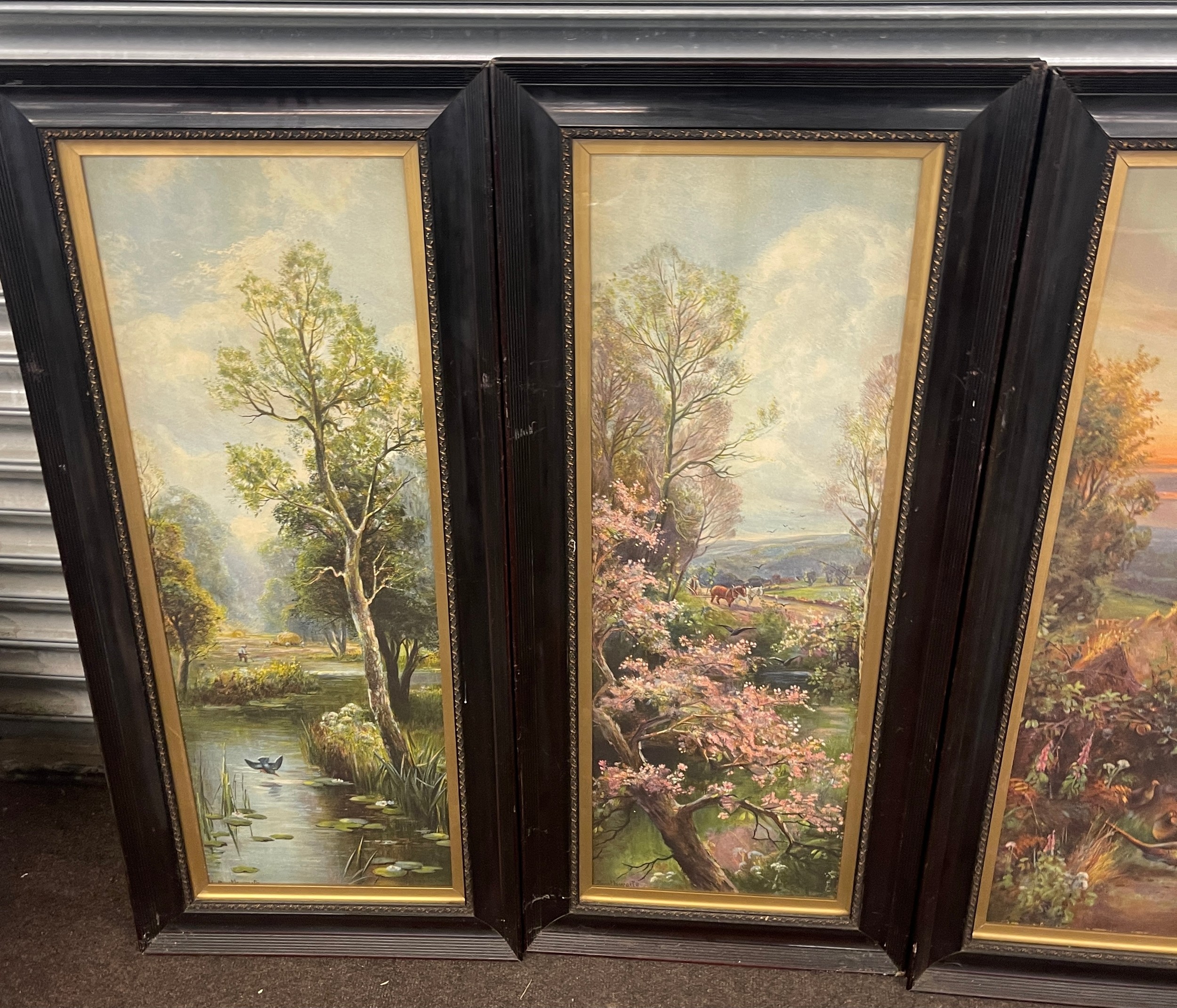 The 4 seasons antique framed prints, approximate measurements: Height 40 inches, Width 8 inches - Bild 2 aus 3