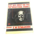 Hand painted art deco era book jacket design for "all quiet on the western front" e.m remarque