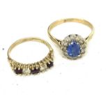 2, 9ct gold ladies stone set dress rings, total approximate weight 3.8g