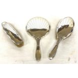 Art Deco silver brush and mirror set