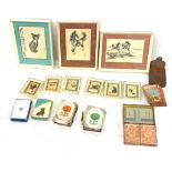 Selection of vintage Chinese framed prints, Chinese games etc