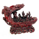 Carved oriental resin ornament, approximate measurements Height 6.5 inches, Length 8 inches