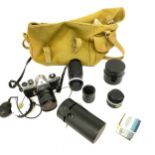 Vintage pentax spotmatic sp camera with hoya hmc zoom 117255, exata lense, hoya 210347 lense