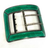 Large Silver and enamel buckle, some damage to enamel as seen in image, approximate size 9 x 7cm