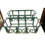 2 Wrought iron wall hanging planters width 63cm depth 27cm