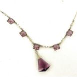 Art Nouveau silver and amethyst necklace