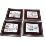 4 framed silver picture plaques all with birmingham silver hallmarks plaque measures 9.5cm by 6.7cm