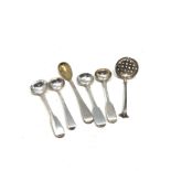 Selection of antique silver spoons includes shifter & mustard spoons