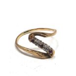 10ct gold vintage diamond and ruby ring (1.9g)