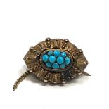 Small 15ct gold antique turquoise brooch (2.8g)