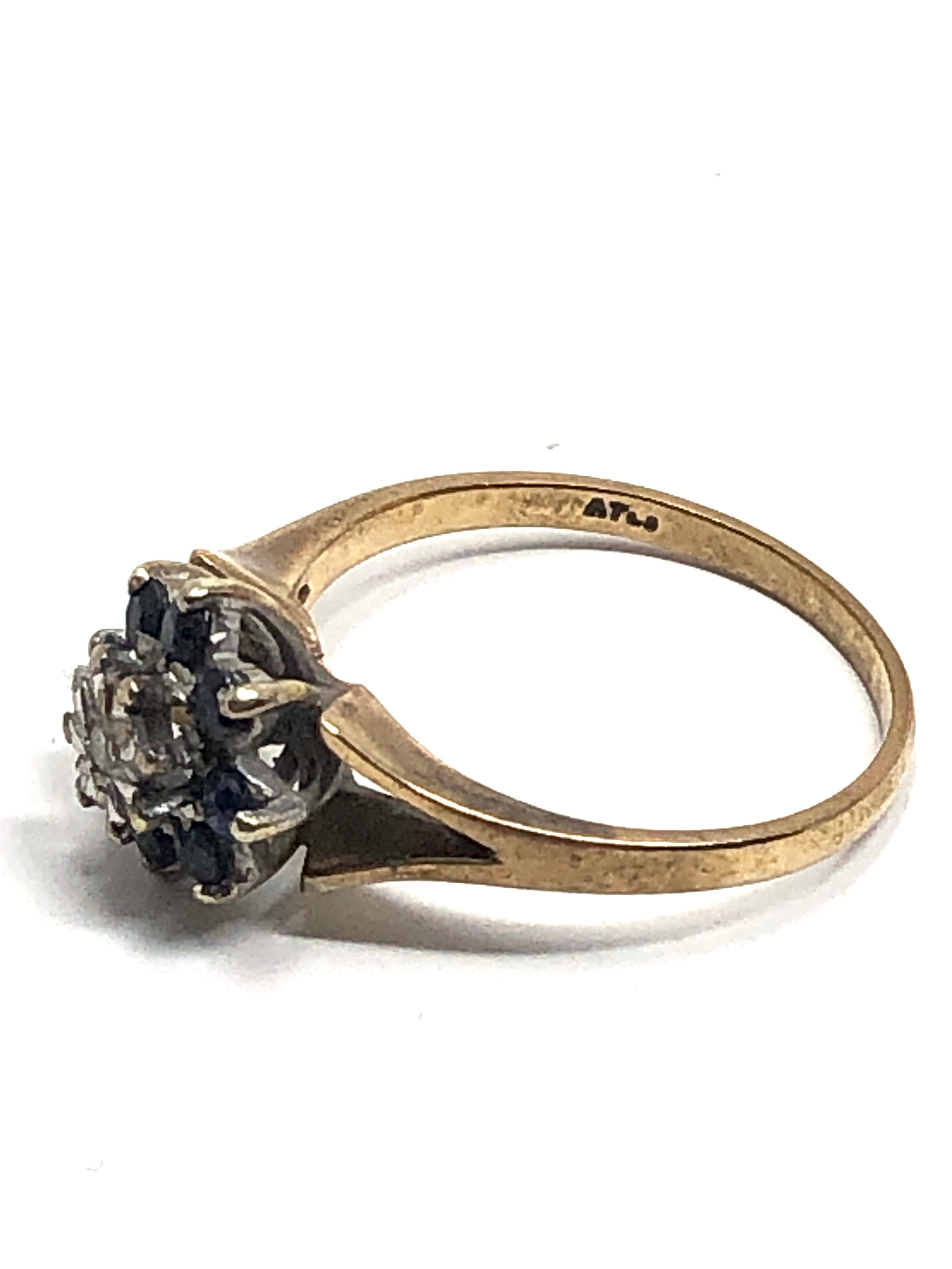 9ct gold vintage diamond & sapphire dress ring (2.5g) - Image 2 of 3