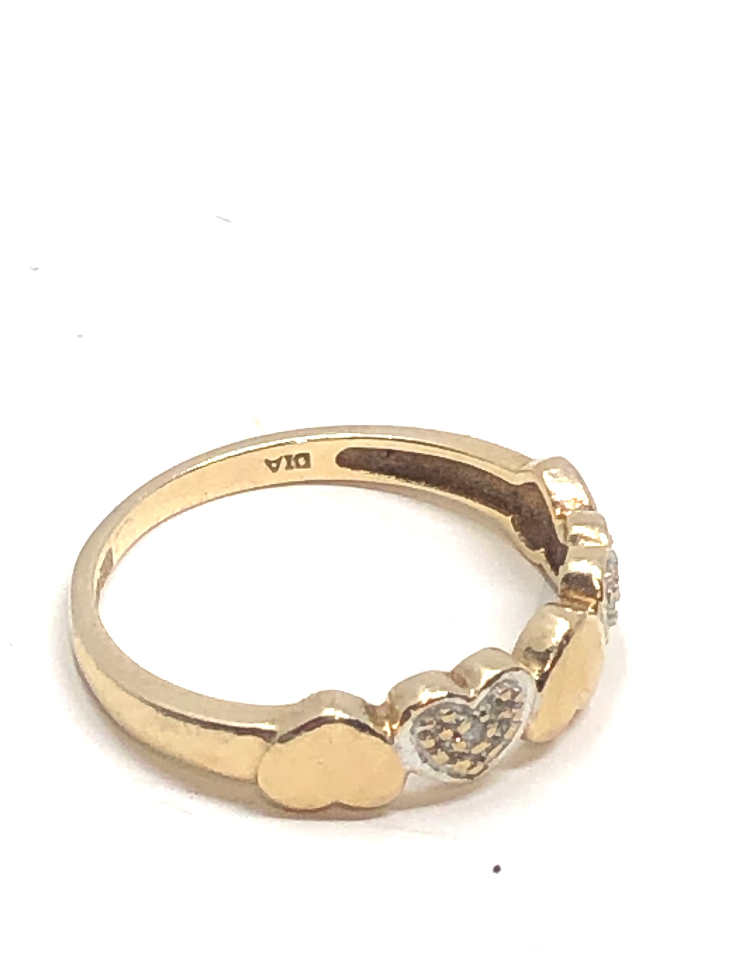 9ct gold diamond heart design ring (1.7g) - Image 2 of 3