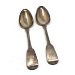 Pair of georgian silver serving spoons measure approx 22cm long weight 120g