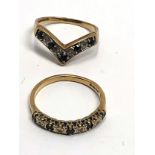2 x 9ct gold diamond & sapphire rings (3.8g)