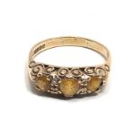 9ct gold vintage diamond and citrine ring (4.1g)