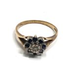 9ct gold vintage diamond & sapphire dress ring (2.5g)