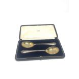 Pair of boxed pearce & sons serving spoons London silver hallmarks silver weight 95g