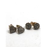 2 x 9ct gold vintage diamond cluster stud earrings (2.1g)