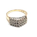 9ct gold vintage diamond dress ring, 0.50ct diamonds (3.3g) missing stone
