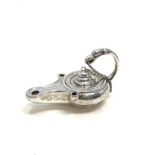 Antique Victorian silver Aladdins lamp measures approx 12.3cm long height 6.9cm weight 100g