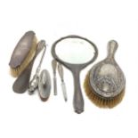 Selection of silver items inc silver brushes ,mirror etc