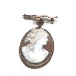 Antique 9ct gold carved shell flora cameo brooch / pendant c1900 cameo measures approx 4.2cm by 3.