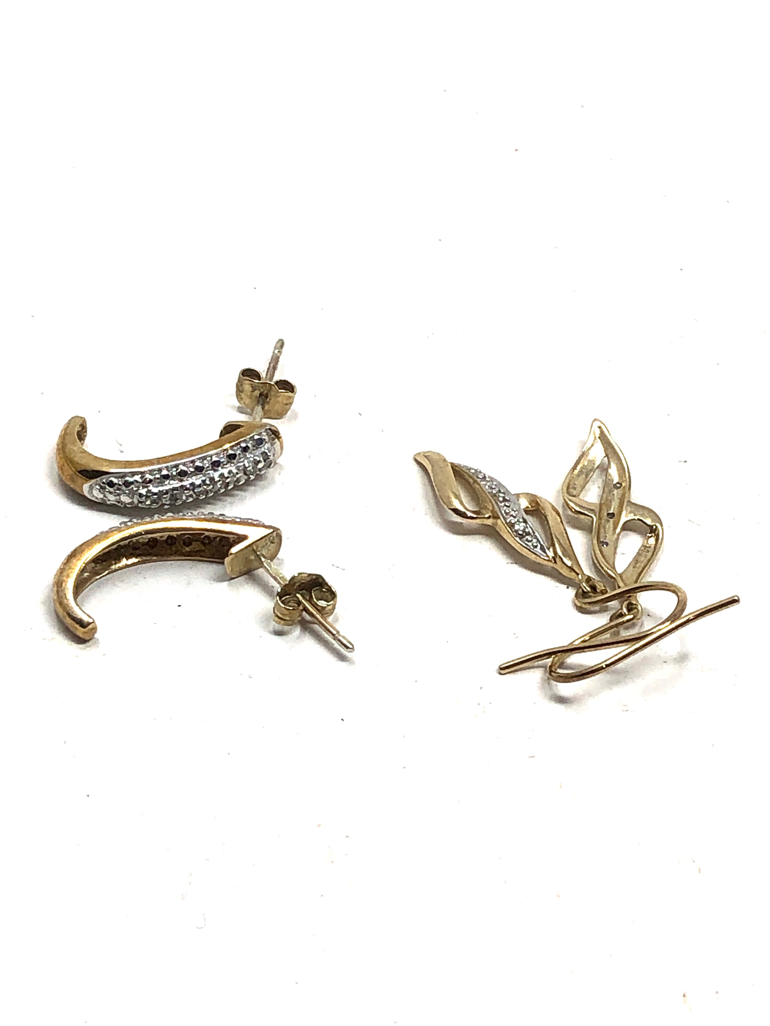 2 x 9ct gold vintage diamond drop earrings (3.2g) - Image 2 of 3