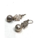 Antique victorian silver orb earrings measure approx 4cm drop
