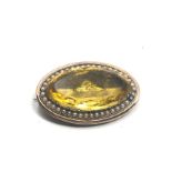 Antique georgian 9ct gold foiled citrine paste & pearl brooch c1800 measures approx measures