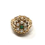 18ct gold antique turquoise & pearl ring (4.2g)
