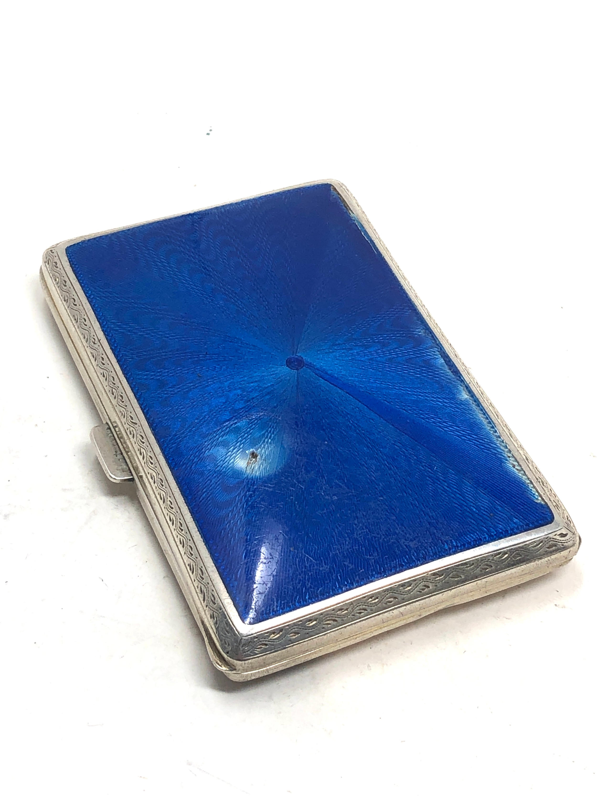 Silver & enamel cigarette case chip and wear to enamel weight 94g - Image 2 of 4