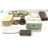 Selection of vintage jewellery boxes, tin etc