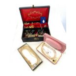 Large selection of vintage and later costume jewellery includes Stratton compact, rings, earrings